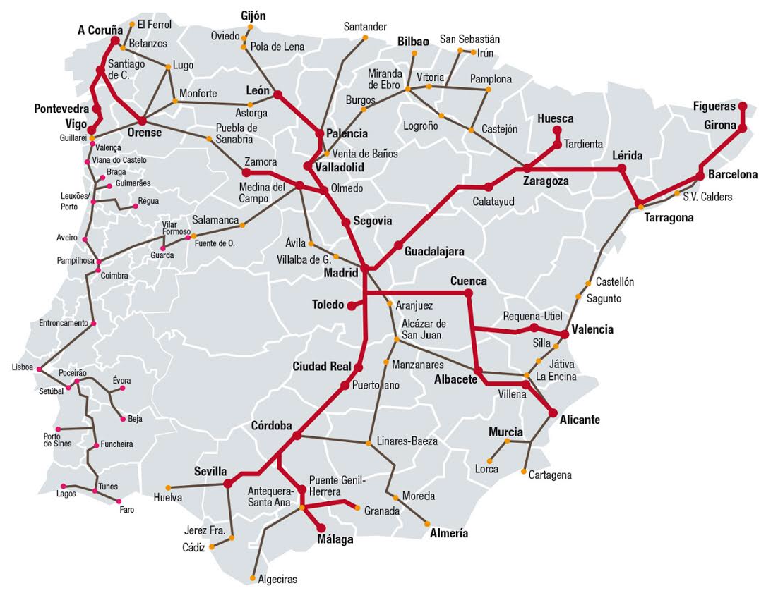 mapa comboios espanha Ligacoes Ferroviarias Aereas E Fluviais Entre Portugal E Espanha Suspensas El Trapezio mapa comboios espanha