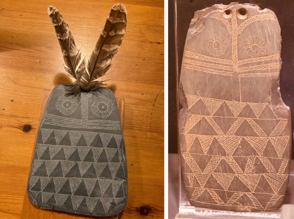 Placas de ardósia com desenhos de corujas