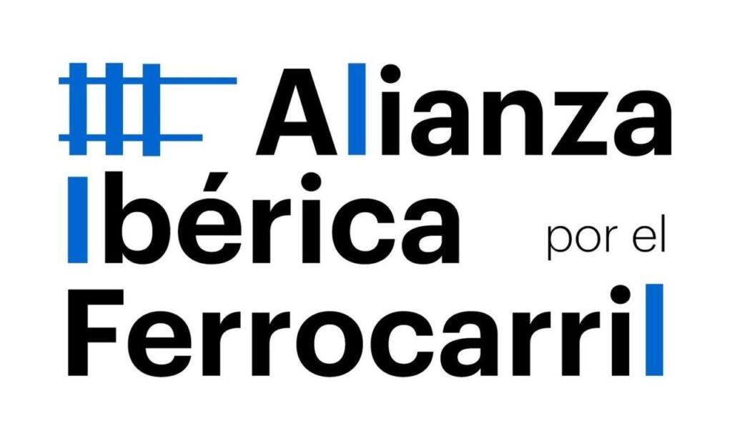 Logotipo de la Alianza Ibérica por el Ferrocarril en un fondo blanco
