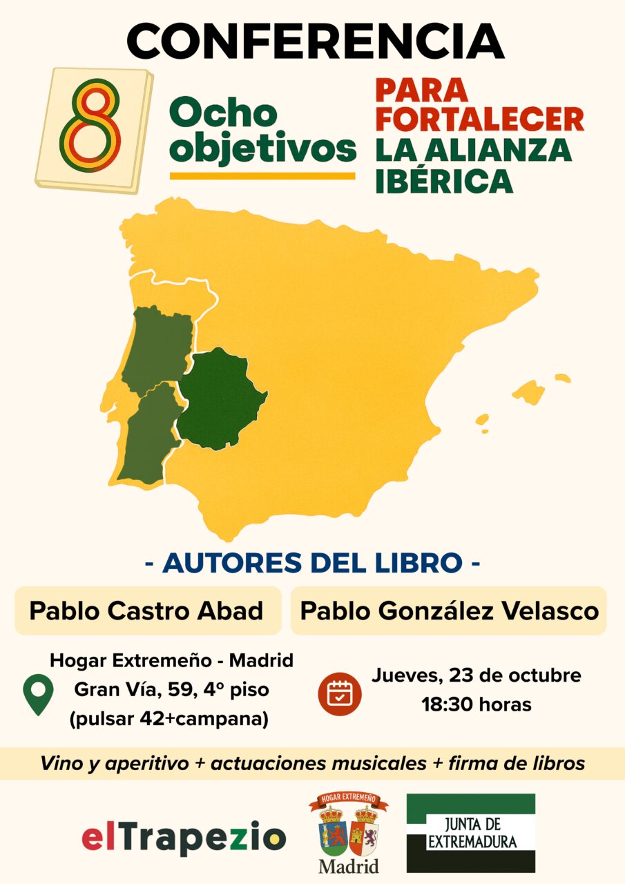Cartel del evento sobre el libro Ocho objetivos para fortalecer la Alianza Ibérica