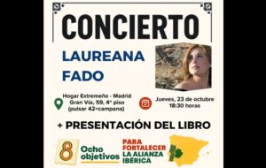 Cartel del concierto de Laureana con detalles del evento en Madrid