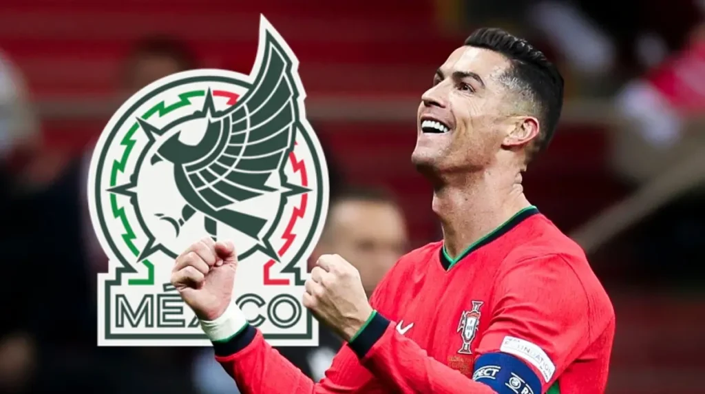 Cristiano Ronaldo celebrando un gol en un partido amistoso contra México