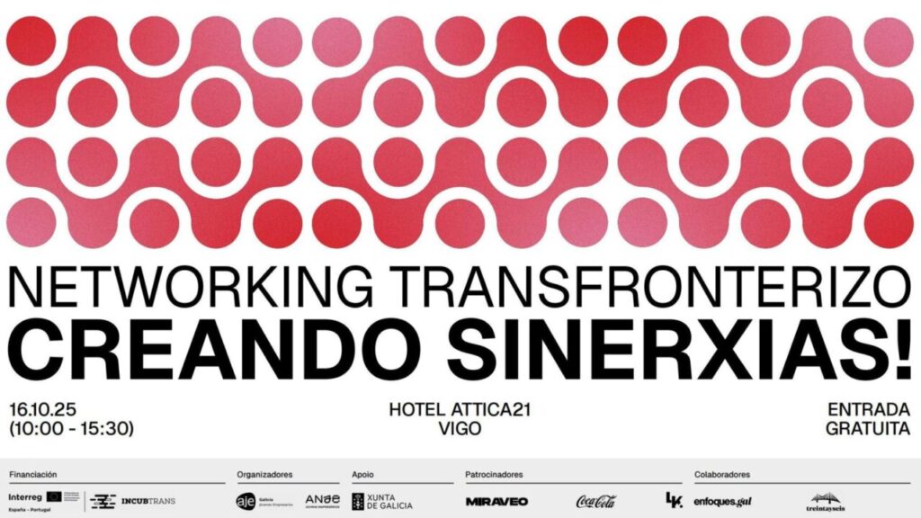 Cartel del evento de networking entre jóvenes empresarios en Vigo