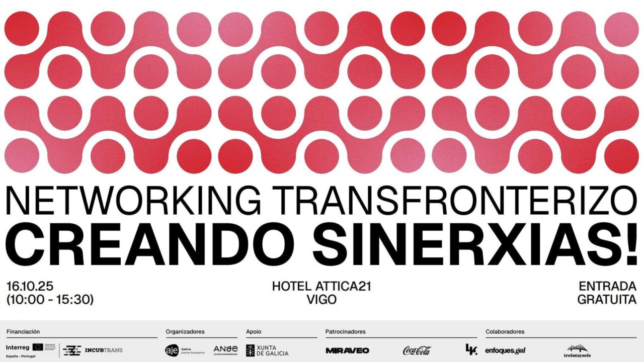 Cartel del evento de networking entre jóvenes empresarios en Vigo