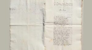 Manuscrito del poema épico O Novo Mundo escrito a mano.