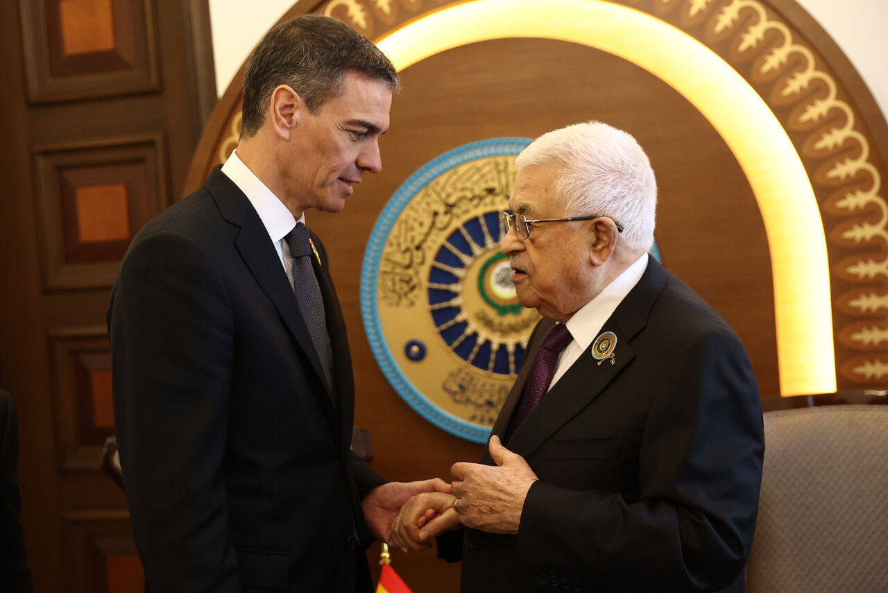 Pedro Sánchez y Mahmoud Abbas en reunión sobre paz en Gaza
