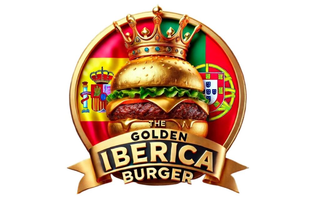 Logo del campeonato Golden Ibérica con una hamburguesa dorada