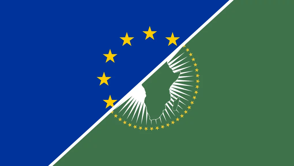 Banderas de la Unión Europea y la Unión Africana en un diseño gráfico