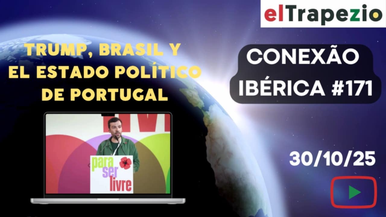 Presentador discutiendo política ibérica en un evento