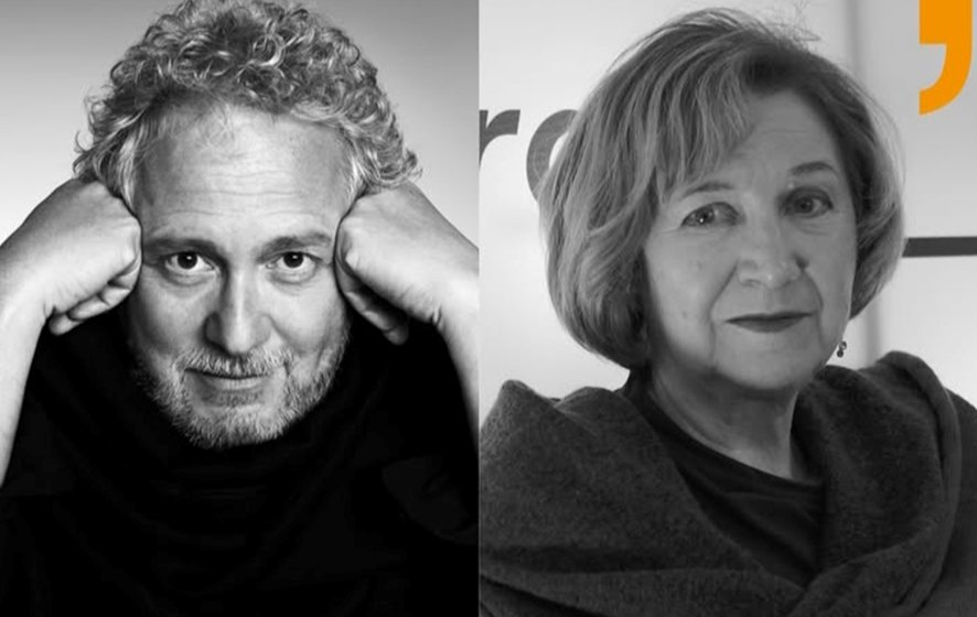 Retratos de Lídia Jorge y Héctor Abad Faciolince en el Instituto Cervantes.