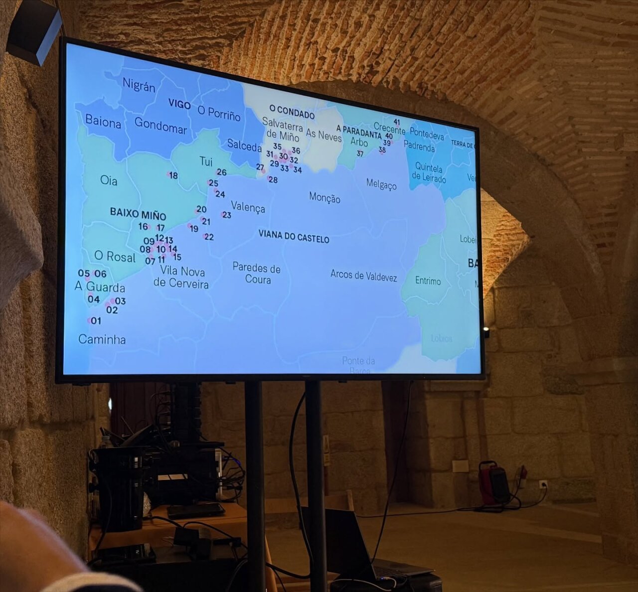Mapa de rutas históricas del río Miño en Salvaterra de Miño