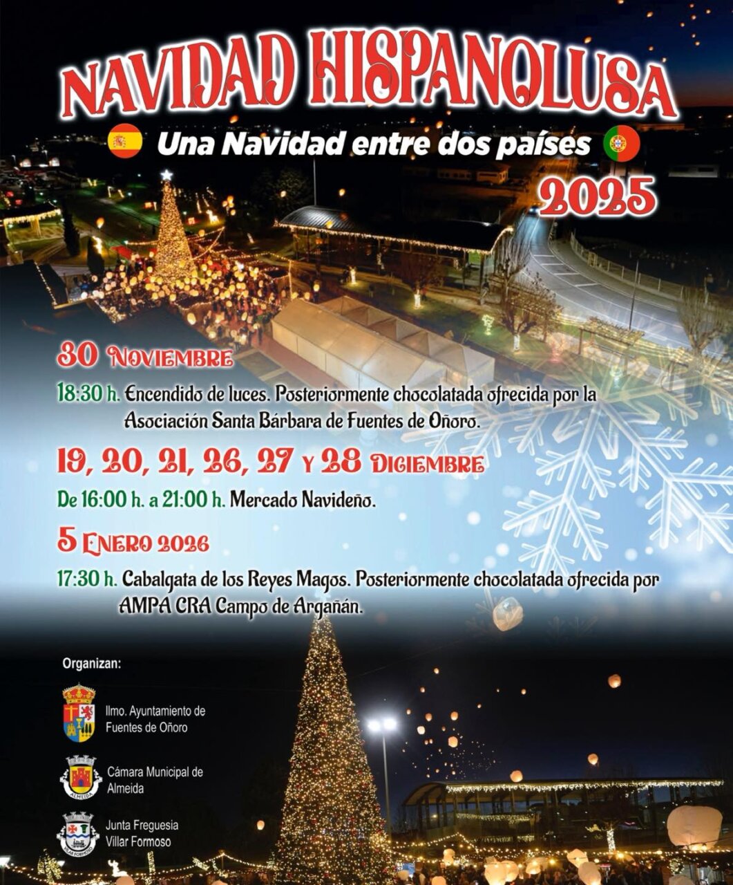 Celebración navideña en la frontera entre España y Portugal