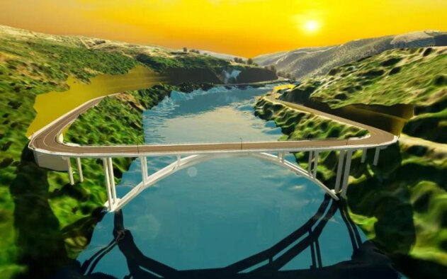 Renderizado de la nueva puente sobre el río Sever entre Nisa y Cedillo