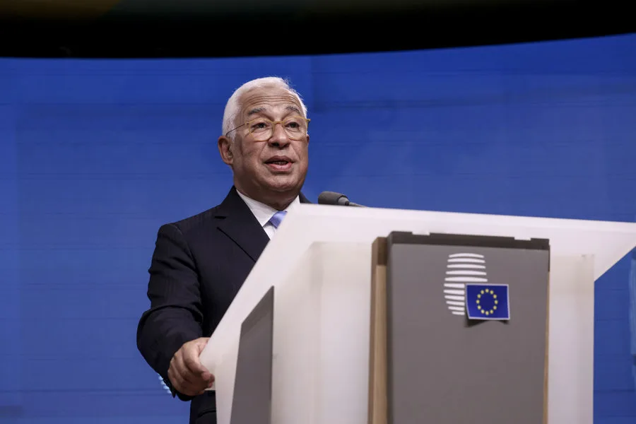 António Costa hablando sobre la crisis de aranceles en la UE