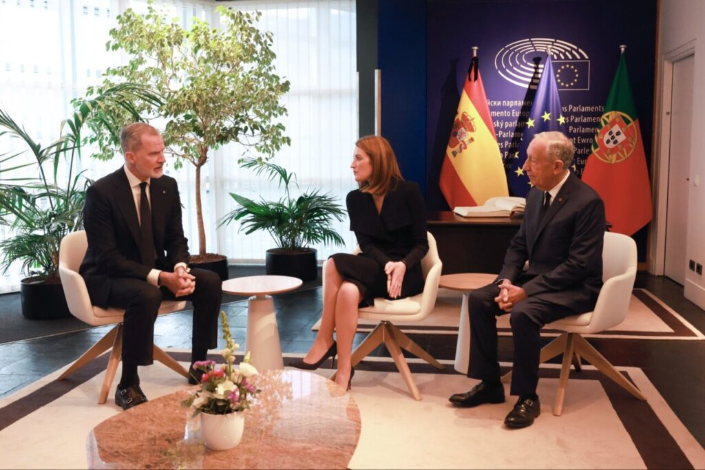 Felipe VI y Marcelo Rebelo de Sousa en el Parlamento Europeo
