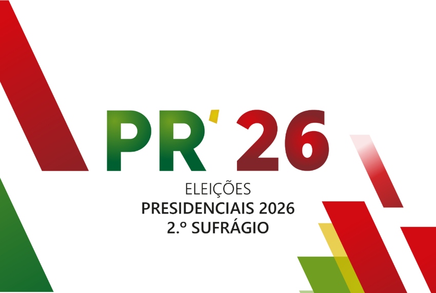 Logo de las elecciones presidenciales de Portugal 2026 con colores de la bandera