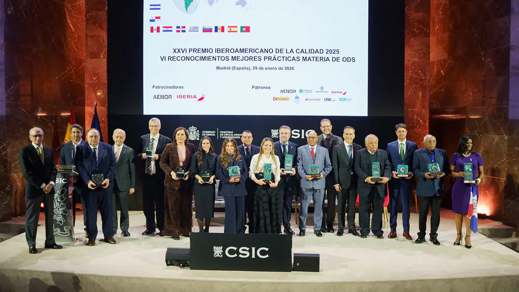Grupo de premiados en la XXVI edición de los Premios Iberoamericanos de la Calidad