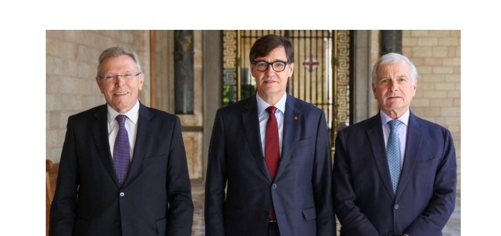 Salvador Illa con Joao de Mello y Antón Valero en reunión