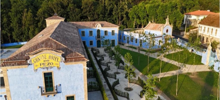 Vista aérea del OCA Grande Hotel do Pezo en Melgaço, Portugal.