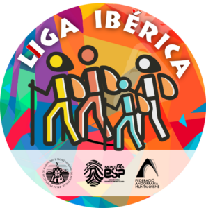 Logo de la Liga Ibérica de Senderismo con figuras caminando