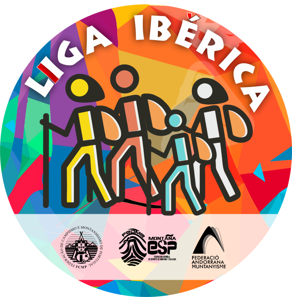 Logo de la Liga Ibérica de Senderismo con figuras caminando