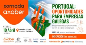 Cartel de la jornada Axober sobre oportunidades en Portugal para empresas gallegas.