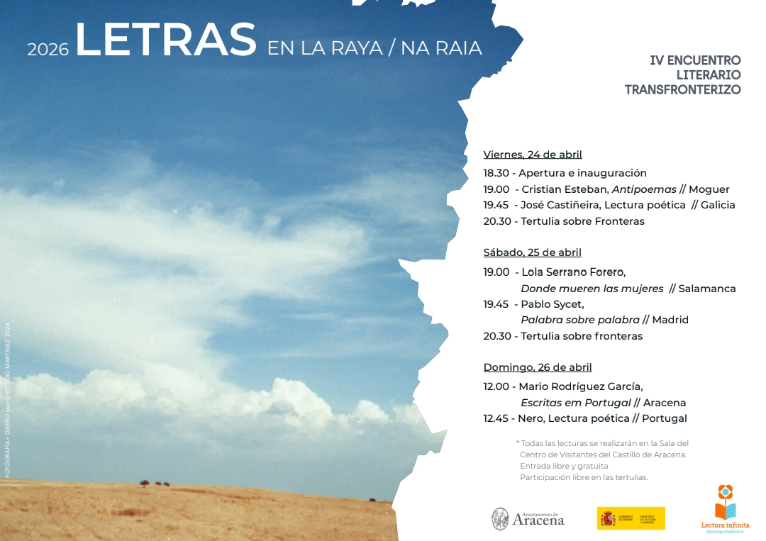 Cartel del encuentro literario Letras en La Raya en Aracena 2026