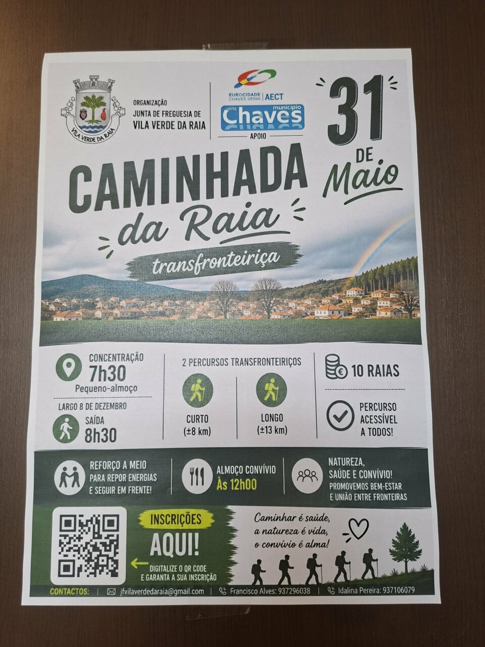 Cartel de la Caminhada da Raia con detalles del evento en Vila Verde da Raia.