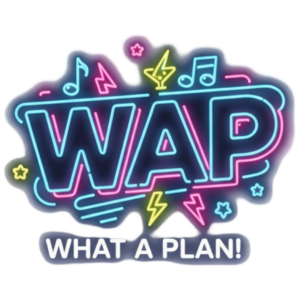 Logo de WAP What A Plan con diseño colorido y moderno