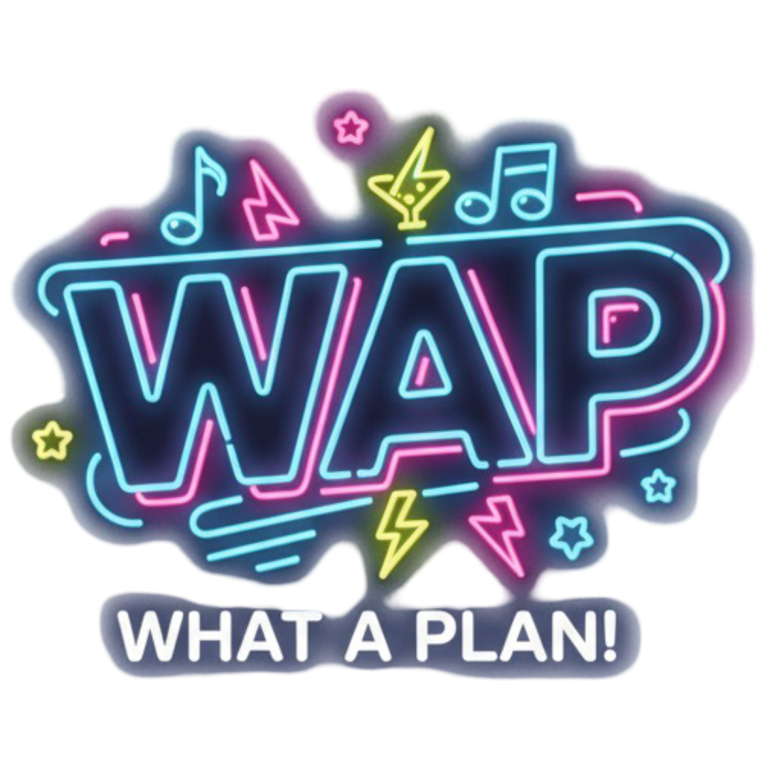 Logo de WAP What A Plan con diseño colorido y moderno