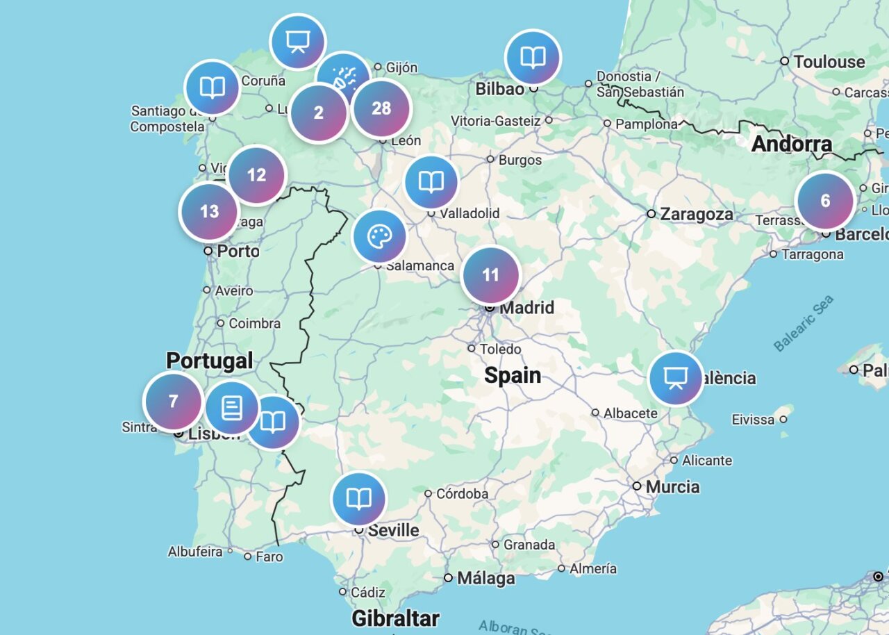 Mapa interactivo de ocio y cultura en la península ibérica