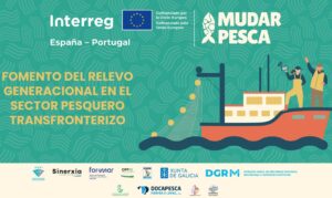 Cartel del proyecto MUDARPESCA sobre pesca en España y Portugal