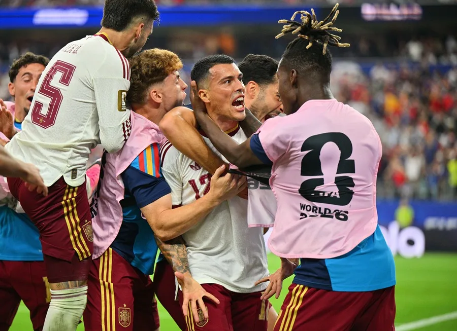 Jugadores de la selección española celebrando un gol en el Mundial 2026