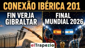 Imagen sobre la conexión ibérica con temas de Gibraltar y fútbol