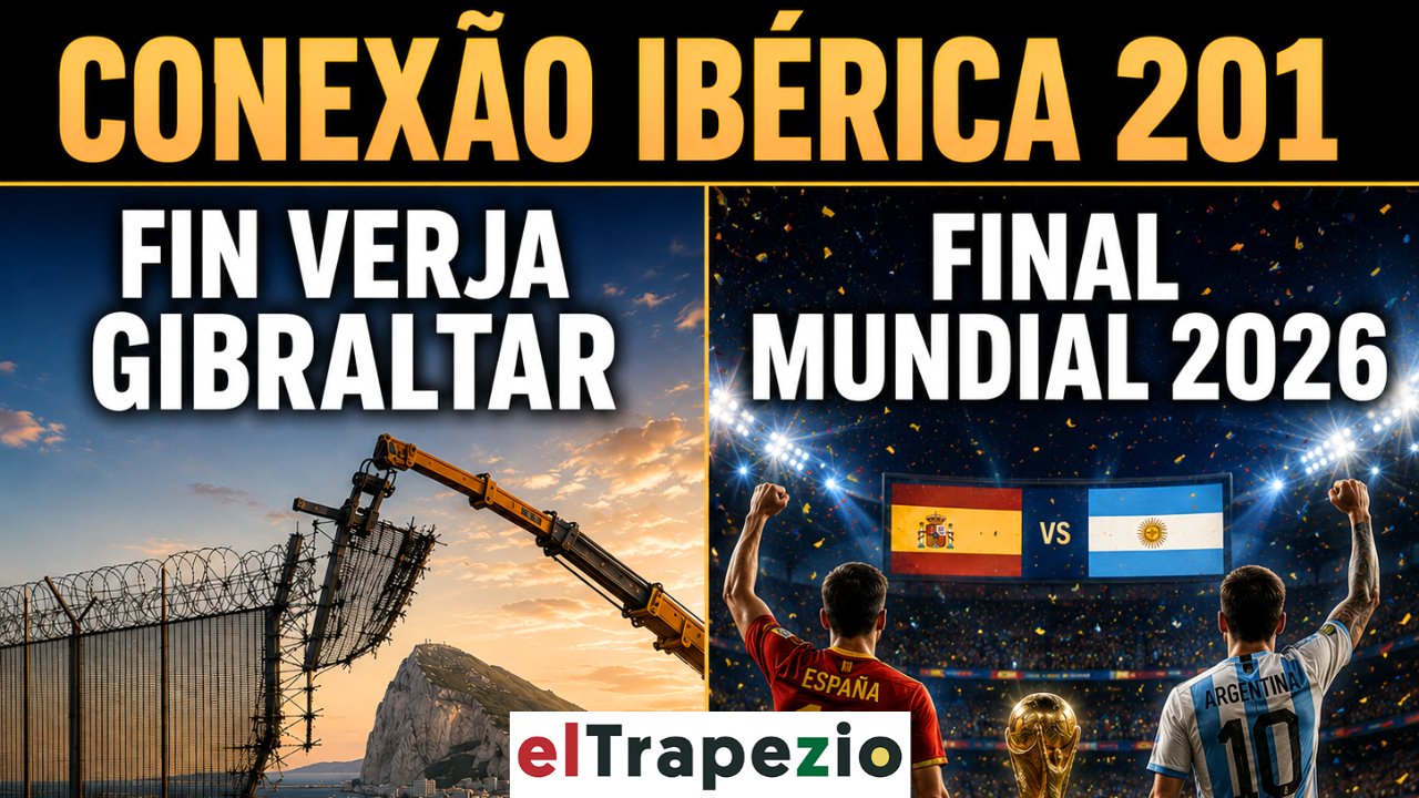 Imagen sobre la conexión ibérica con temas de Gibraltar y fútbol