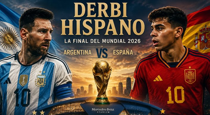 Jugadores de Argentina y España en la final del Mundial 2026