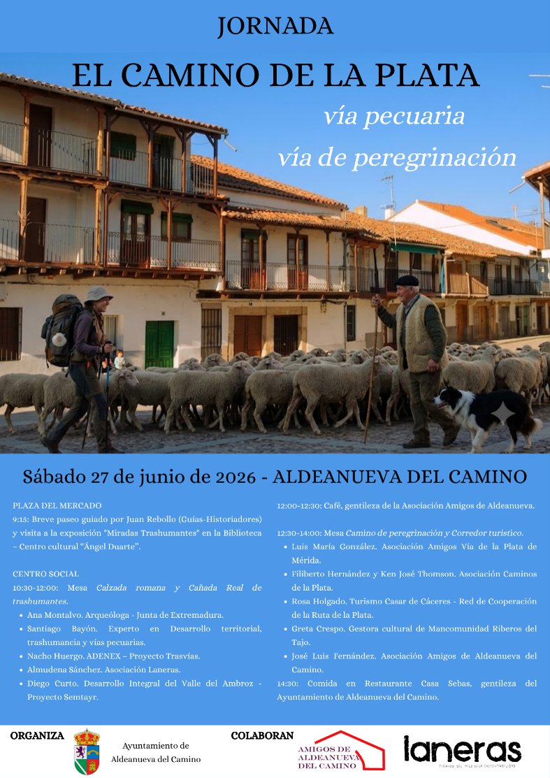 Cartel de la jornada sobre el Camino de la Plata en Aldeanueva del Camino