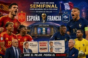 Jugadores de España y Francia en la semifinal de la Copa Mundial 2026