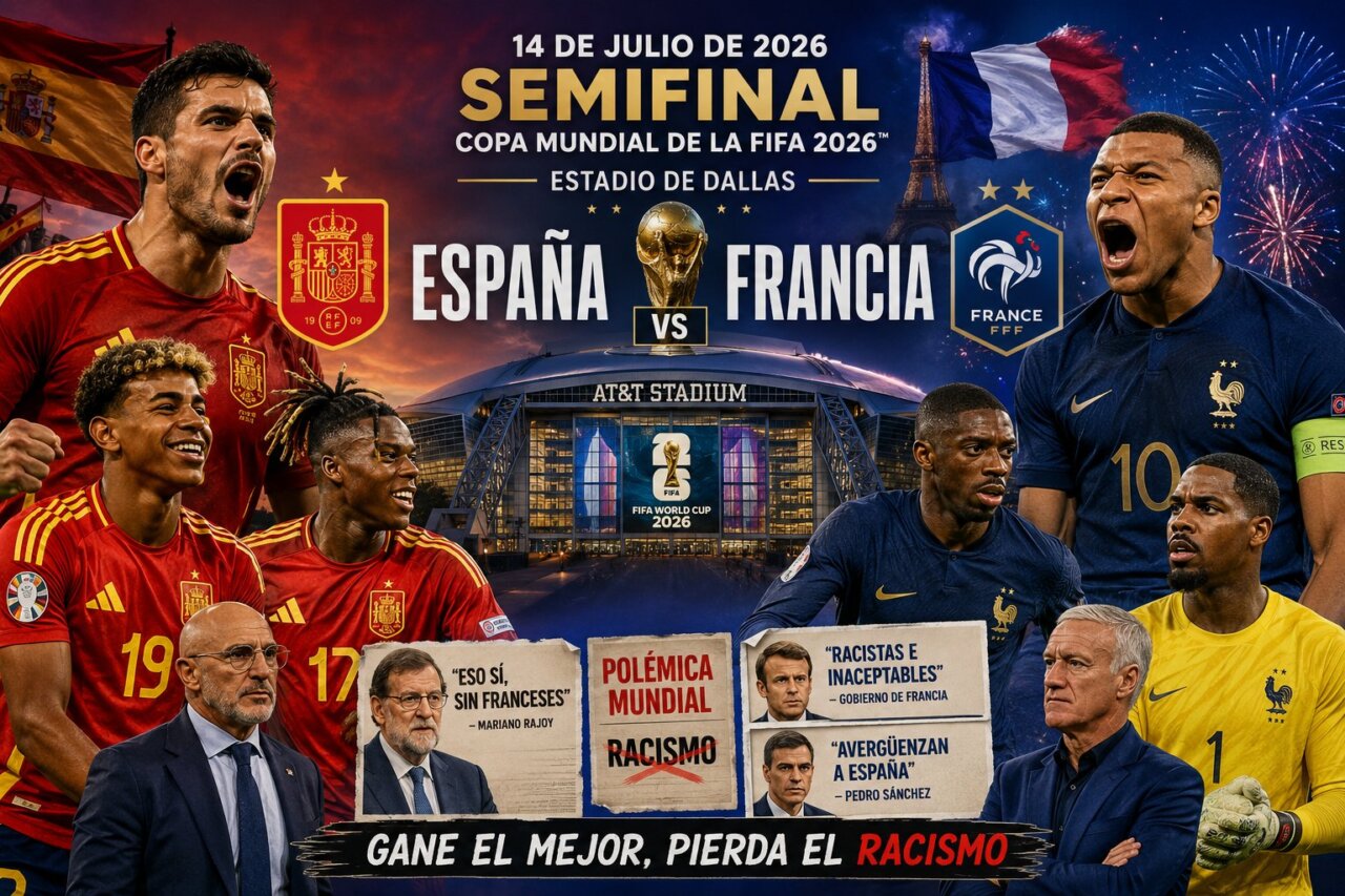 Jugadores de España y Francia en la semifinal de la Copa Mundial 2026
