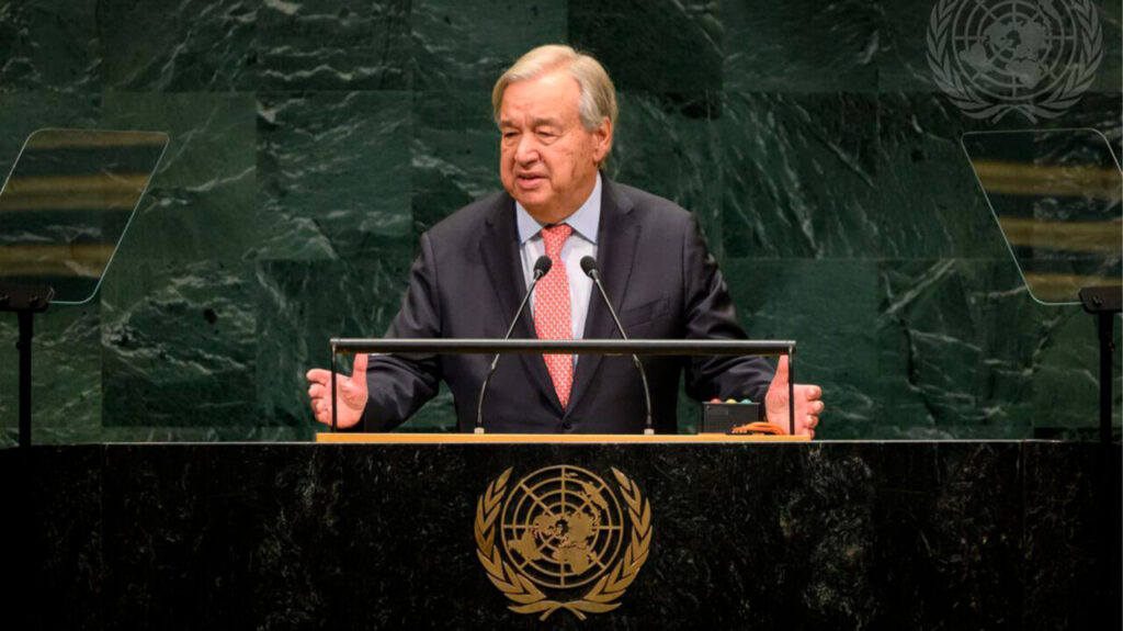 António Guterres dando un discurso en la ONU