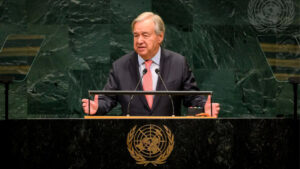 António Guterres dando un discurso en la ONU