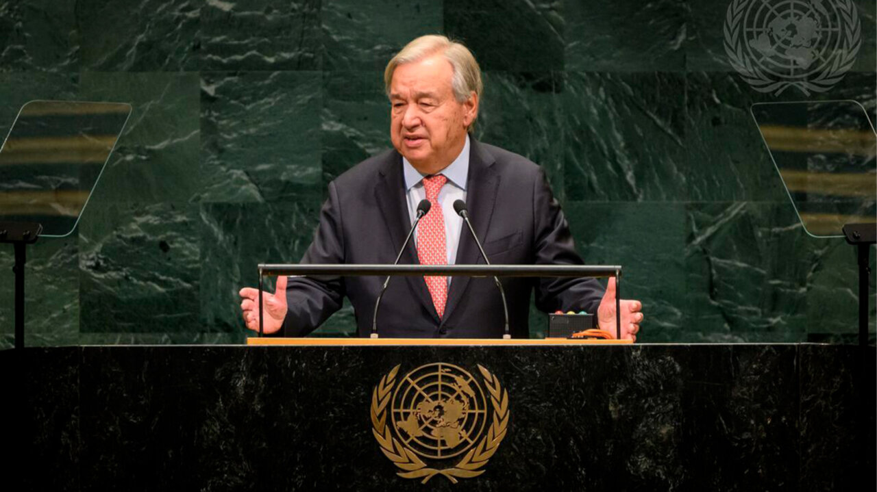 António Guterres dando un discurso en la ONU
